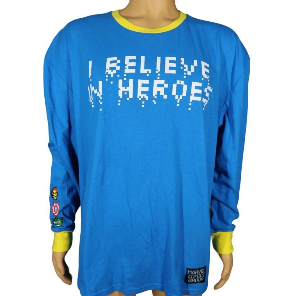 Marvel Comics "I Believe In Heroes" T Shirt 2XL Ironman Captain America Hulk - Picture 1 of 6